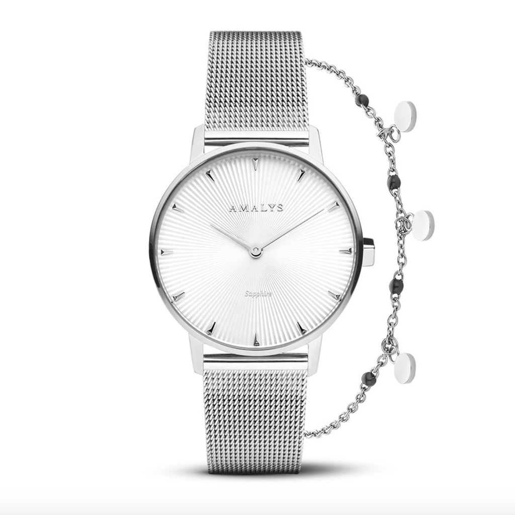 AMALYS - Coffret Montre ALBA + Bracelet Argenté