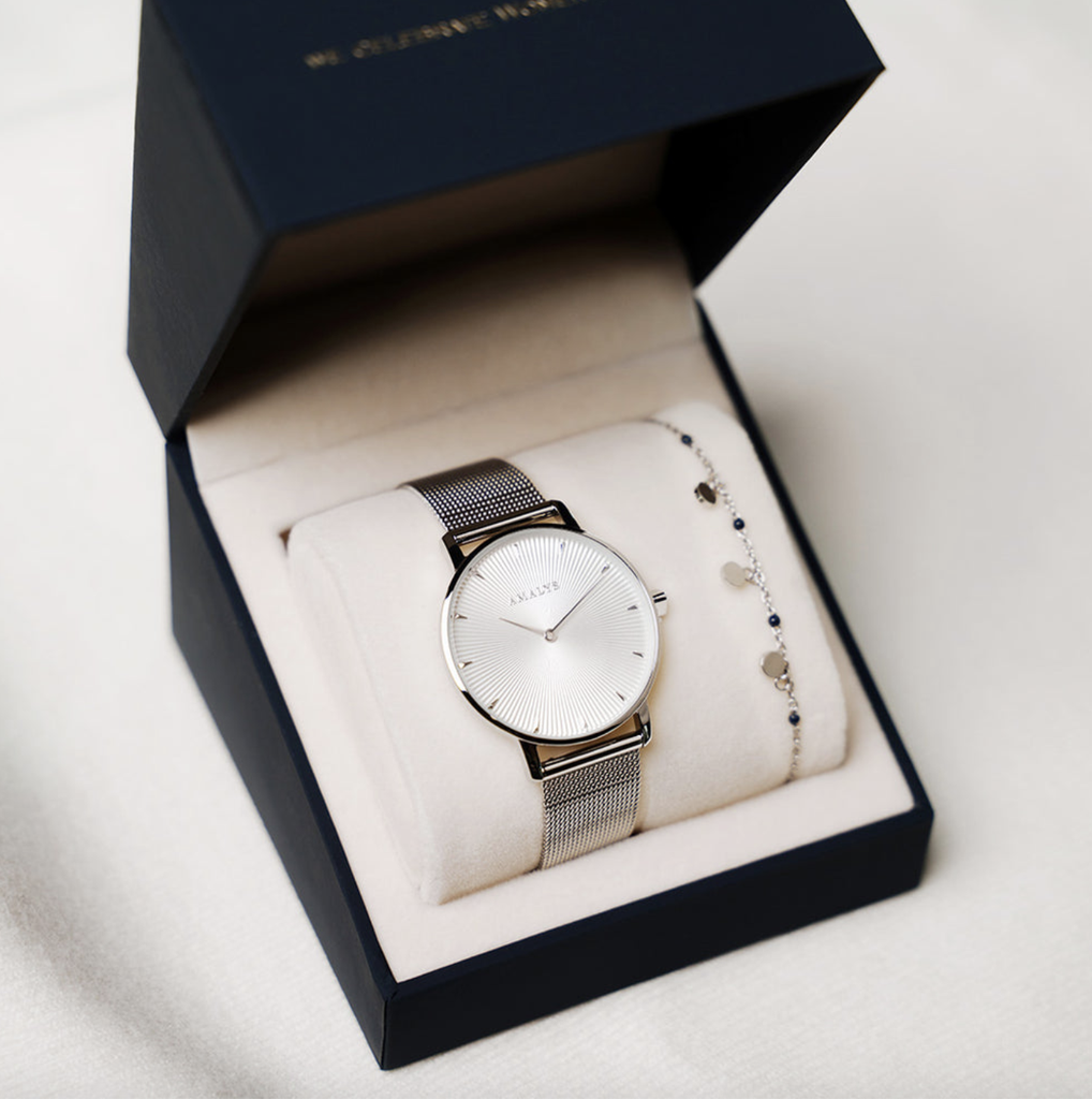 AMALYS - Coffret Montre ALBA + Bracelet Argenté