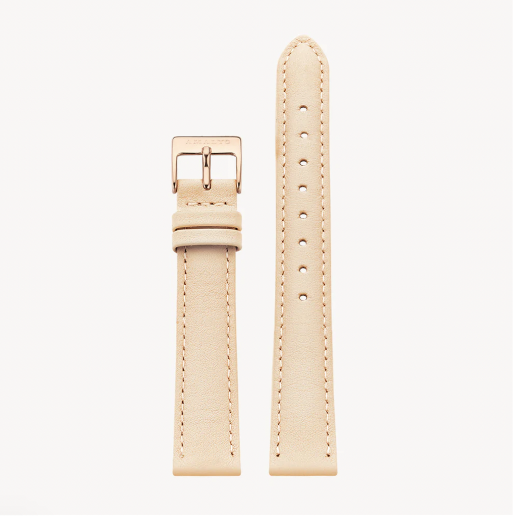 AMALYS - Bracelet 14mm CUIR Beige/Doré rosé (Nude)