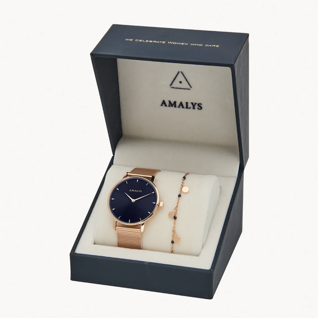 AMALYS - Coffret Montre MANON + Bracelet rose or