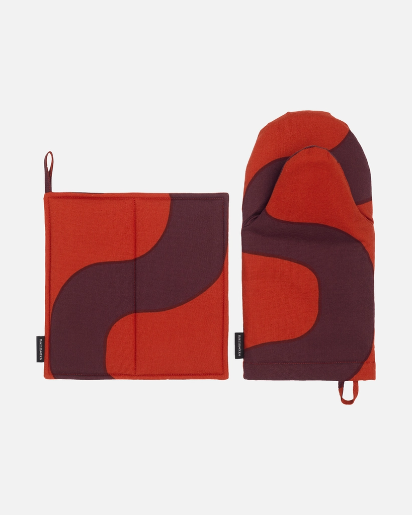 MARIMEKKO - Set Manique & Gant SEIREENI (rouge/bordeaux/beige)