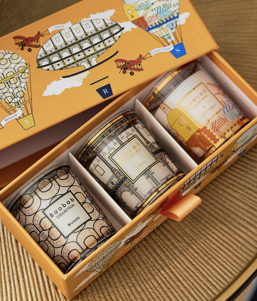 BAOBAB - Coffret TRIO TRAVEL Candles (Brussels - Roma - Saint-Tropez)