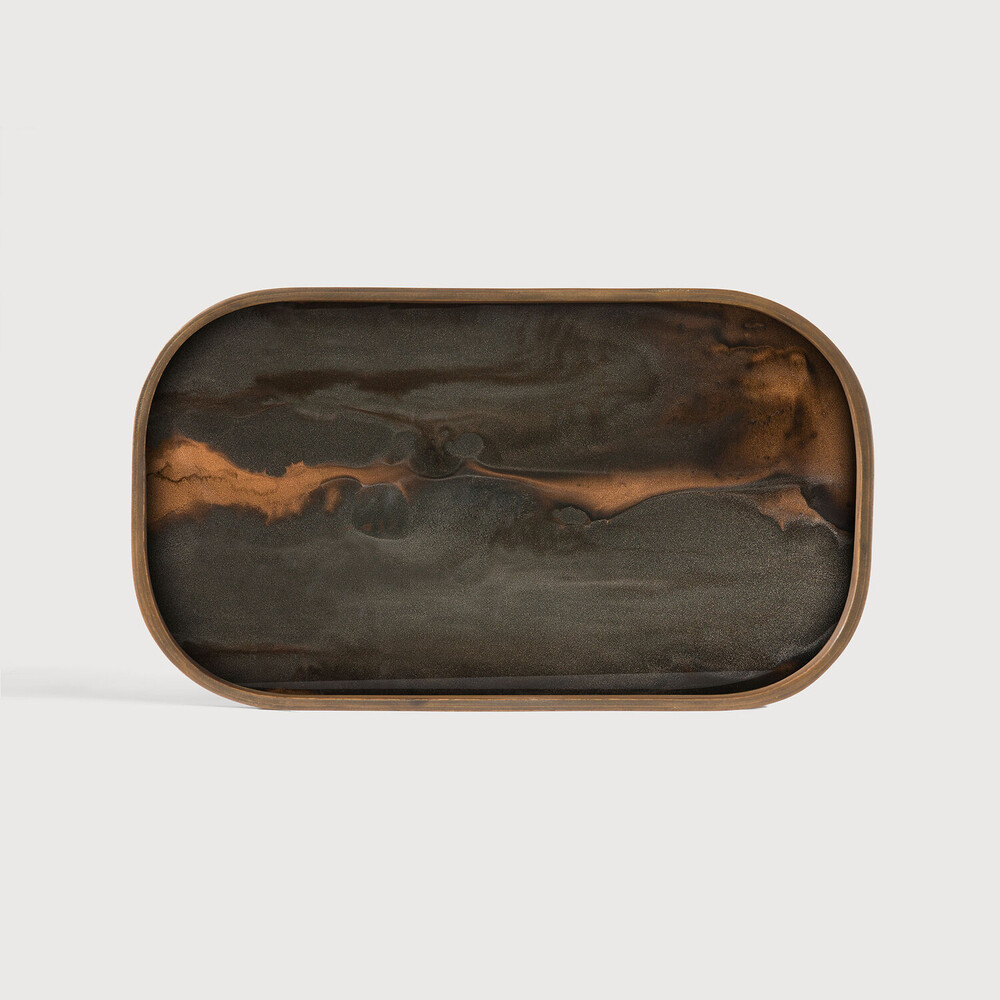 ETHNICRAFT - Plateau MINI OVAL Organic Bronze Glass