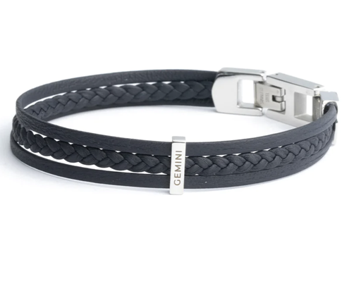 GEMINI - Bracelet TER Triple Cuir Nappa BLEU