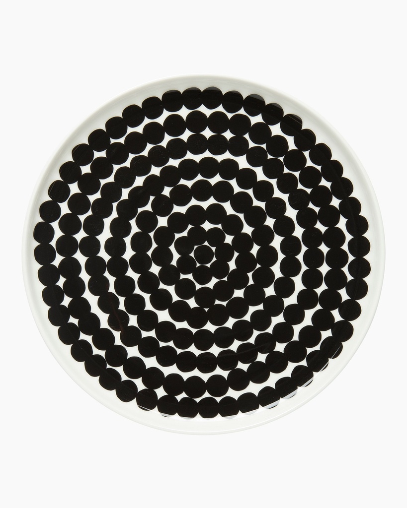 MARIMEKKO - Assiette 20cm SIIRTOLAPUUTARHA Plate Black/White - Ronds pleins